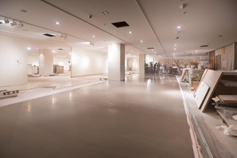 The floor after cement is poured at H & M, Fairview Mall, Toronto, Ontario Canada.